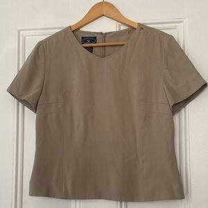 Elegant Beige Silk Women's Blouse